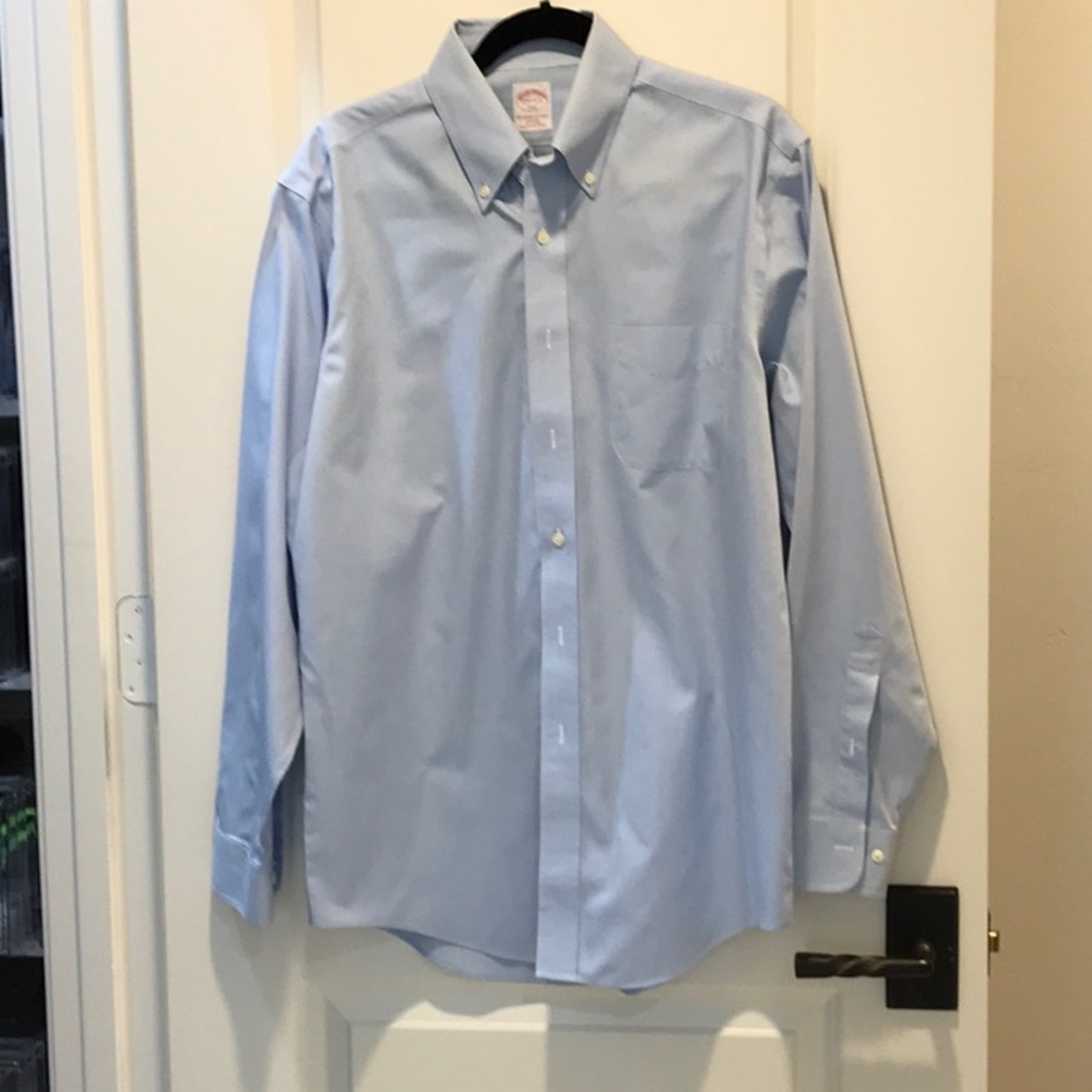 Brooks Brothers Mens Light Blue/White micro check shirt. Size 15 1/2 - 4/5
